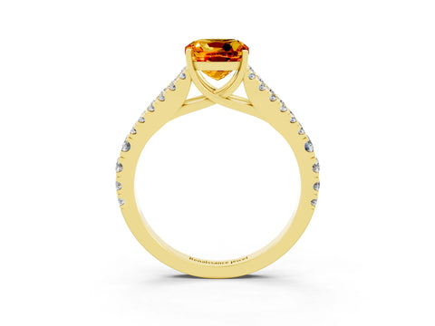 Yellow gold Cushion Cut Cut Split Shank Pave Diamond Engagement Ring with Four-Prong Setting_3