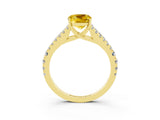 Yellow gold Cushion Cut Cut Split Shank Pave Diamond Engagement Ring with Four-Prong Setting_3