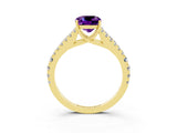 Yellow gold Cushion Cut Cut Split Shank Pave Diamond Engagement Ring with Four-Prong Setting_3