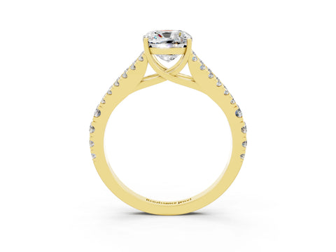 Yellow gold Cushion Cut Cut Split Shank Pave Diamond Engagement Ring with Four-Prong Setting_3