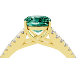 Yellow gold Cushion Cut Cut Split Shank Pave Diamond Engagement Ring with Four-Prong Setting_4