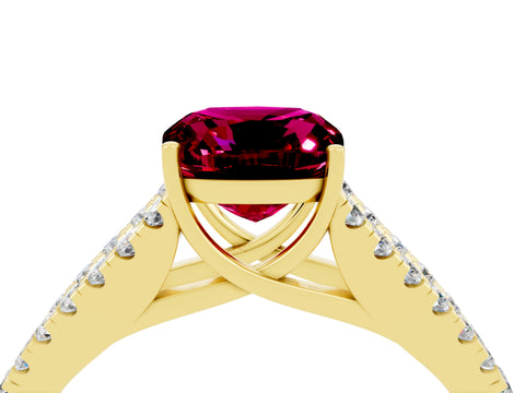 Yellow gold Cushion Cut Cut Split Shank Pave Diamond Engagement Ring with Four-Prong Setting_4