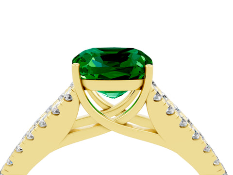 Yellow gold Cushion Cut Cut Split Shank Pave Diamond Engagement Ring with Four-Prong Setting_4