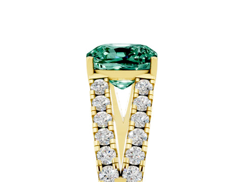 Yellow gold Cushion Cut Cut Split Shank Pave Diamond Engagement Ring with Four-Prong Setting_5