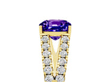 Yellow gold Cushion Cut Cut Split Shank Pave Diamond Engagement Ring with Four-Prong Setting_5