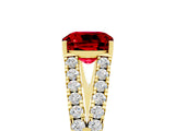 Yellow gold Cushion Cut Cut Split Shank Pave Diamond Engagement Ring with Four-Prong Setting_5