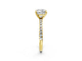 Yellow gold Cushion Cut Diamond Brilliant Solitaire Ring with Pavé Band and Four-Prong Setting_17