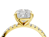 Yellow gold Cushion Cut Diamond Brilliant Solitaire Ring with Pavé Band and Four-Prong Setting_19