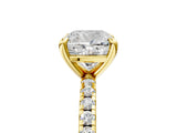 Yellow gold Cushion Cut Diamond Brilliant Solitaire Ring with Pavé Band and Four-Prong Setting_20