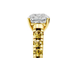 Yellow gold Cushion Cut Diamond Cathedral Solitaire Ring with Round with Yellow Sapphire side stone Pavé Band_41