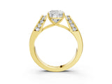 Yellow gold Cushion Cut Diamond Channel Set Solitaire Ring with Four-Prong Setting_15