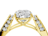 Yellow gold Cushion Cut Diamond Channel Set Solitaire Ring with Four-Prong Setting_16