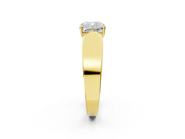 Yellow Gold Cushion Cut Channel Set Engagement Ring Setting with Accented Shoulders on Wide Band