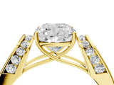 Yellow gold Cushion Cut Diamond Channel Set Solitaire Ring with Four-Prong Setting_28