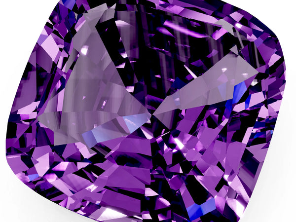 Yellow gold Cushion Cut Amethyst Scattered Round Accent Ring with Prong Setting