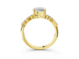 Yellow gold Cushion Cut Diamond Cluster Pavé Band with Four-Prong Setting_15