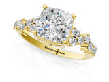 Yellow gold Cushion Cut Diamond Cluster Pavé Band with Four-Prong Setting_4