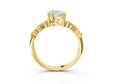 Yellow gold Cushion Cut Diamond Cluster Pavé Band with Four-Prong Setting_6
