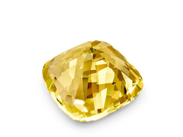 Yellow gold Cushion Cut Yellow Sapphire Scattered Round Accent Ring with Prong Setting