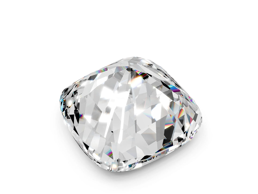 Yellow gold Cushion Cut Diamond Cluster Pavé Band with Four-Prong Setting