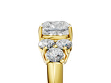 Yellow gold Cushion Cut Diamond Cluster Ring with Round Accent Stones and Prong Setting on a Classic Band_59