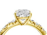 Yellow gold Cushion Cut Diamond Cluster Side Stone Solitaire Ring with Prong Setting_67