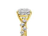 Yellow gold Cushion Cut Diamond Cluster Side Stone Solitaire Ring with Prong Setting_68