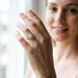 Yellow gold Cushion Cut Diamond Double Halo Ring with Pavé Band and Prong Setting_109