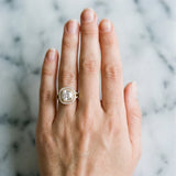 Yellow gold Cushion Cut Diamond Double Halo Ring with Pavé Band and Prong Setting_123