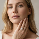 Yellow gold Cushion Cut Diamond Double Halo Ring with Pavé Band and Prong Setting_124