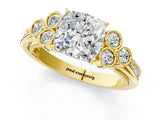 Yellow gold Cushion Cut Diamond Engagement Ring with Bezel Set Round Side Stones and Prong Setting_60