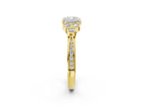 Yellow gold Cushion Cut Diamond Engagement Ring with Bezel Set Round Side Stones and Prong Setting_61