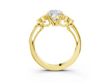 Yellow gold Cushion Cut Diamond Engagement Ring with Bezel Set Round Side Stones and Prong Setting_62