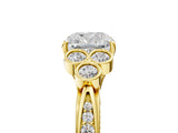 Yellow gold Cushion Cut Diamond Engagement Ring with Bezel Set Round Side Stones and Prong Setting_64