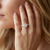 Yellow gold Cushion Cut Diamond Engagement Ring with Pavé Band and Four-Prong Setting_14