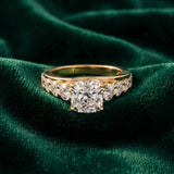 Yellow gold Cushion Cut Diamond Engagement Ring with Pavé Band and Four-Prong Setting_15