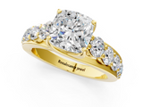 Yellow gold Cushion Cut Diamond Engagement Ring with Pavé Band and Four-Prong Setting_16