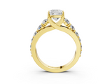 Yellow gold Cushion Cut Diamond Engagement Ring with Pavé Band and Four-Prong Setting_18