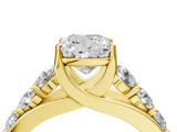 Yellow gold Cushion Cut Diamond Engagement Ring with Pavé Band and Four-Prong Setting_19
