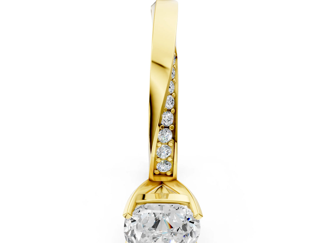 Yellow gold Cushion Cut Diamond Engagement Ring with Side Stone Accents and Four-Prong Setting_13