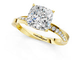 Yellow gold Cushion Cut Diamond Engagement Ring with Side Stone Accents and Four-Prong Setting_25