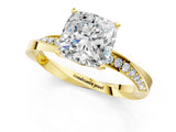 Yellow gold Cushion Cut Diamond Engagement Ring with Side Stone Accents and Four-Prong Setting_74