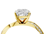 Yellow gold Cushion Cut Diamond Engagement Ring with Side Stone Accents and Four-Prong Setting_77