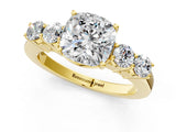 Yellow gold Cushion Cut Diamond Five-Stone Prong Set White Gold Ring_53