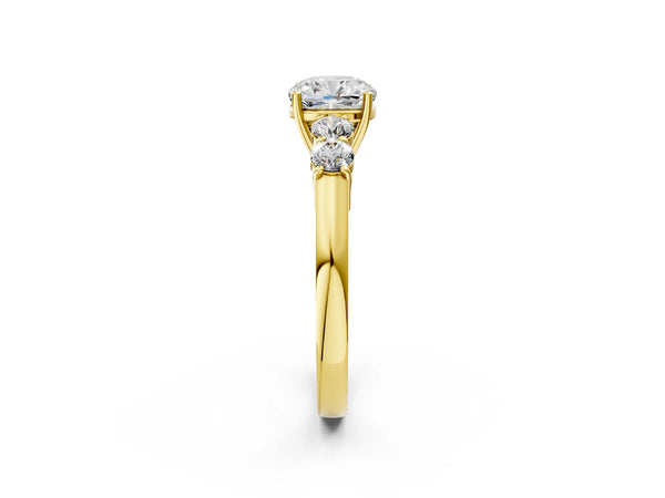 Yellow gold Cushion Cut Diamond Five-Stone Prong Set White Gold Ring