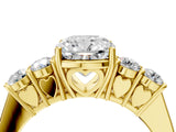 Yellow gold Cushion Cut Diamond Five-Stone Prong Set White Gold Ring_56
