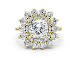 Yellow gold Cushion Cut Diamond Floral Double Halo Engagement Ring with Prong Setting_41