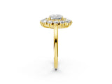 Yellow gold Cushion Cut Diamond Floral Double Halo Engagement Ring with Prong Setting_43