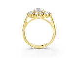 Yellow gold Cushion Cut Diamond Floral Double Halo Engagement Ring with Prong Setting_44