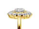 Yellow gold Cushion Cut Diamond Floral Double Halo Engagement Ring with Prong Setting_46